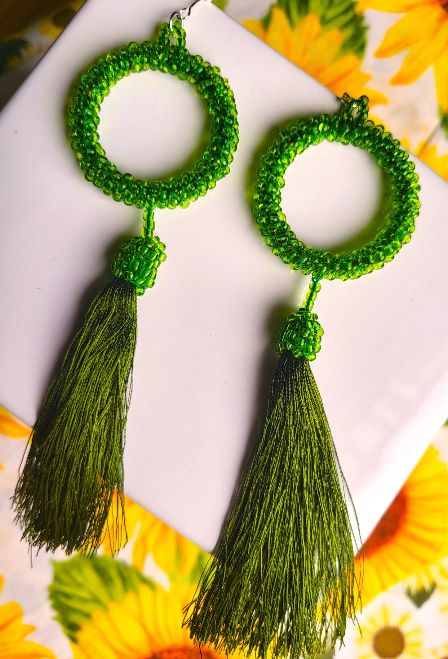 Bella Beaded Silk Thread Tassel Earrings