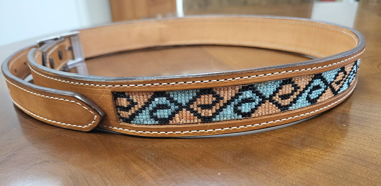 Beaded Leather Belt