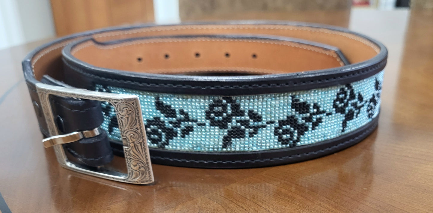 Beaded Leather Belt