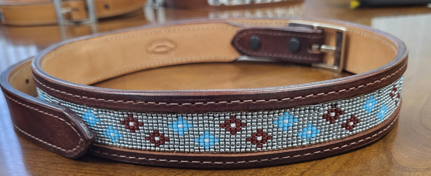 Beaded Leather Belt