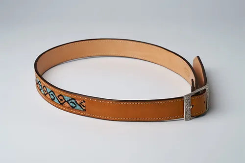 Beaded Leather Belt