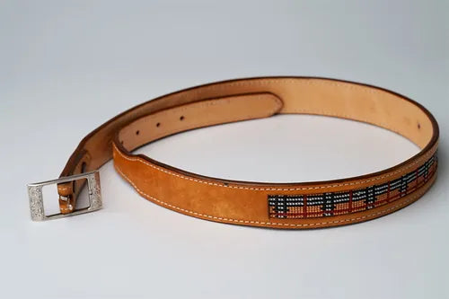 Beaded Leather Belt