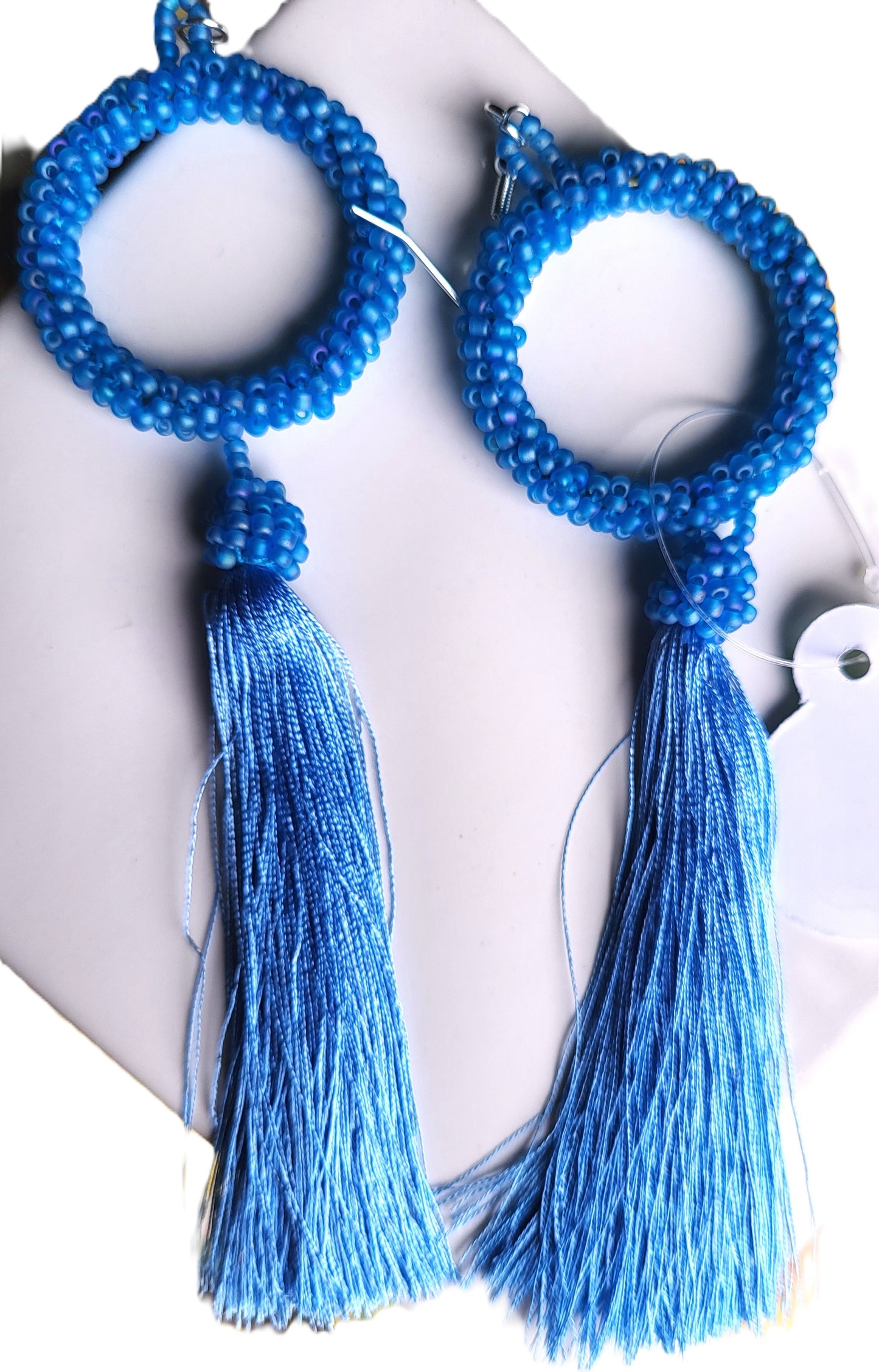 Bella Beaded Silk Thread Tassel Earrings