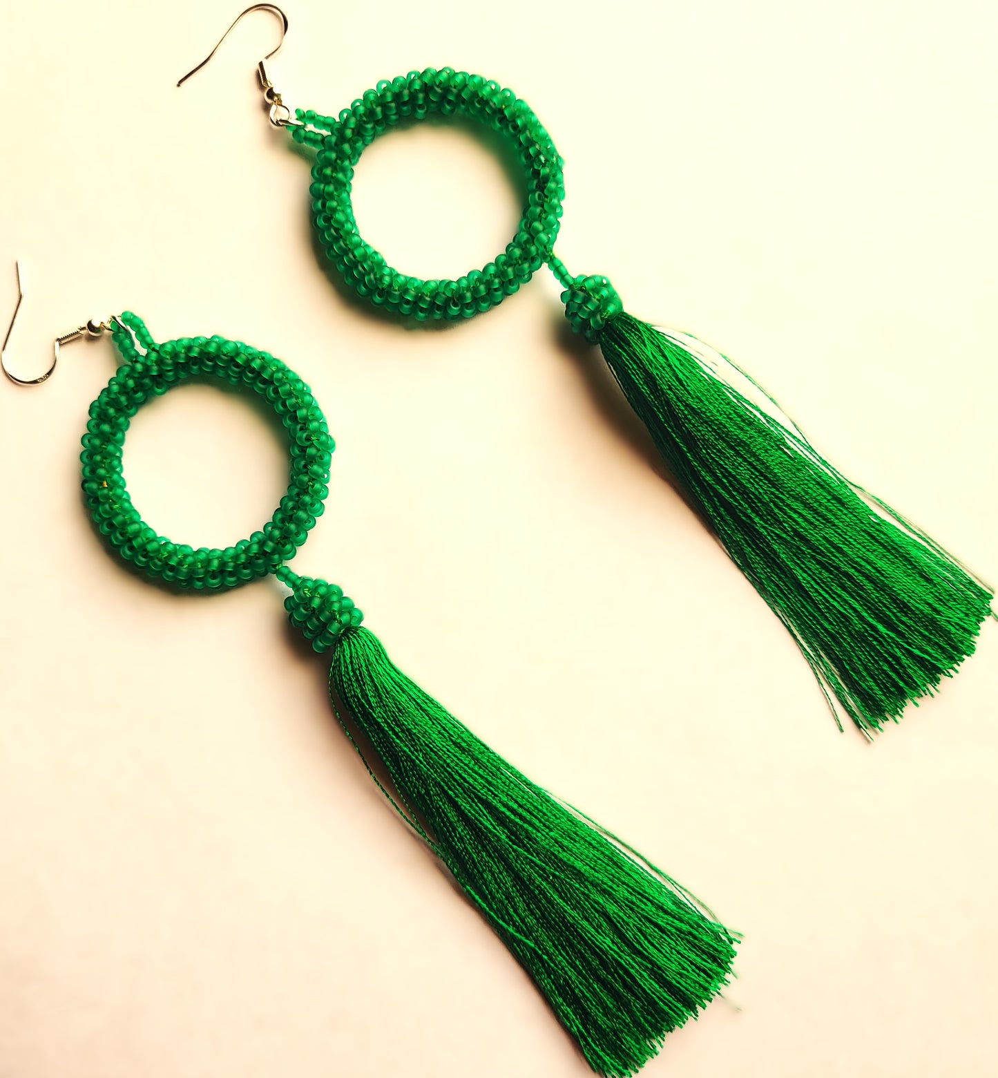 Bella Beaded Silk Thread Tassel Earrings