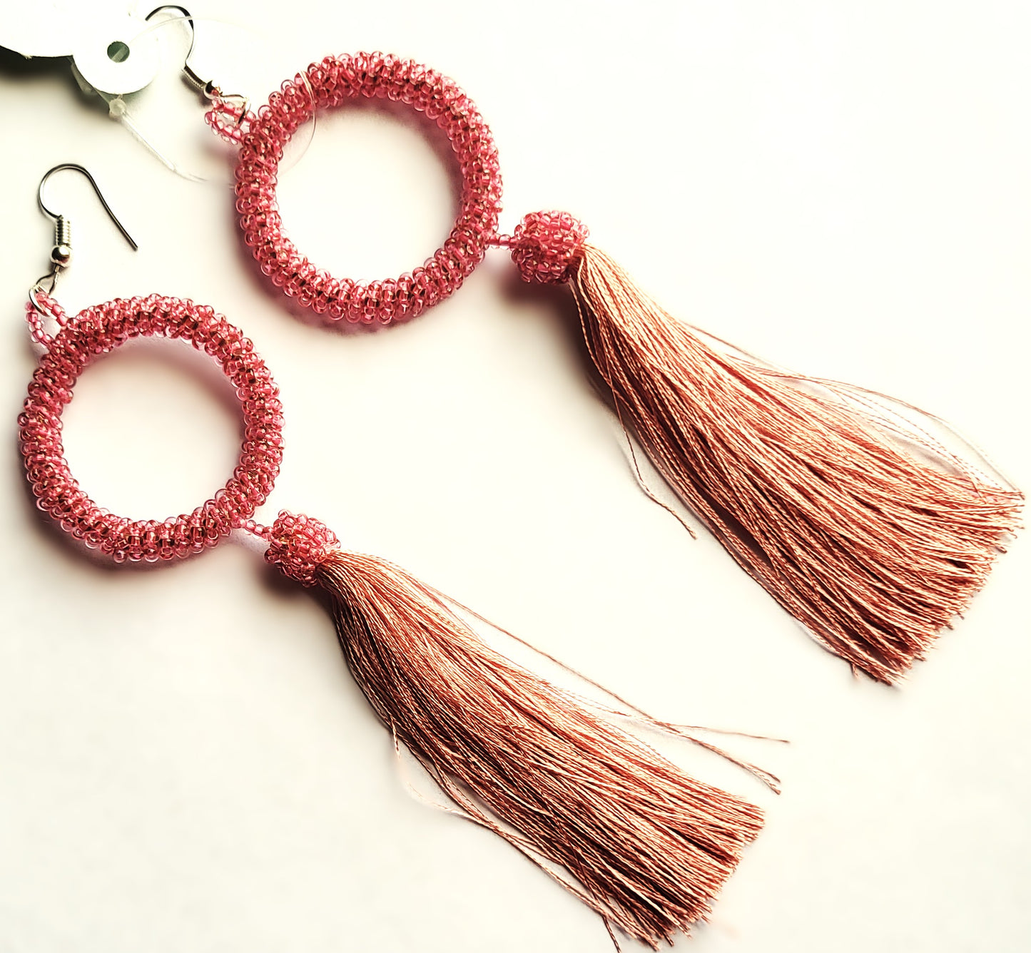 Bella Beaded Silk Thread Tassel Earrings